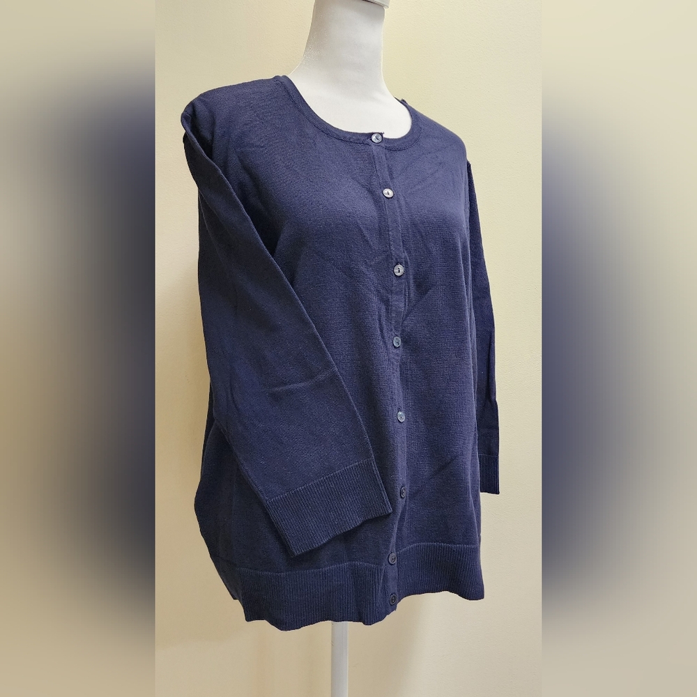 NWT Croft and Barrow Navy Blue Knit Cardigan Women's XL